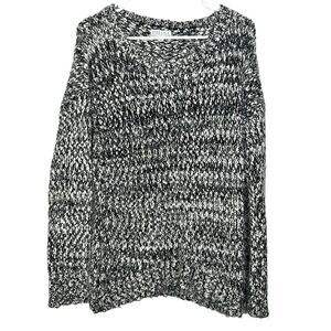 Joseph A. Black & White Marled & Whiskered Knit Sweater Size Medium
